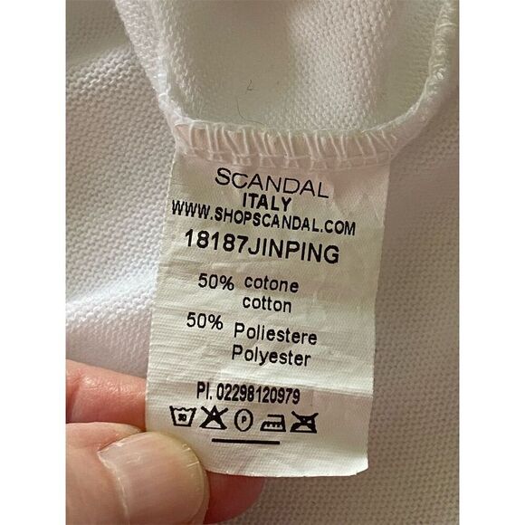 Scandal Italy Teena Ivory Long Sleeve Rhinestone Trim Knit Top Size M​ - Picture 6 of 12